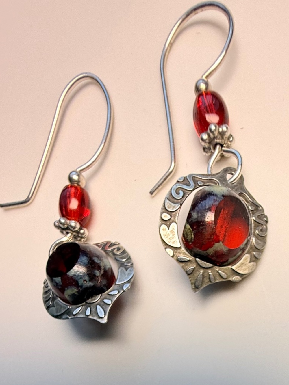 Vintage Drop Earrings with Glass Beads